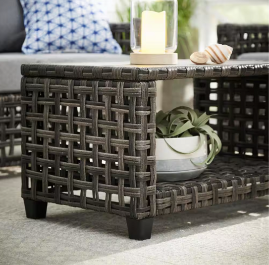 Briar Ridge Rectangular Wicker Outdoor Patio Coffee Table Hampton Bay