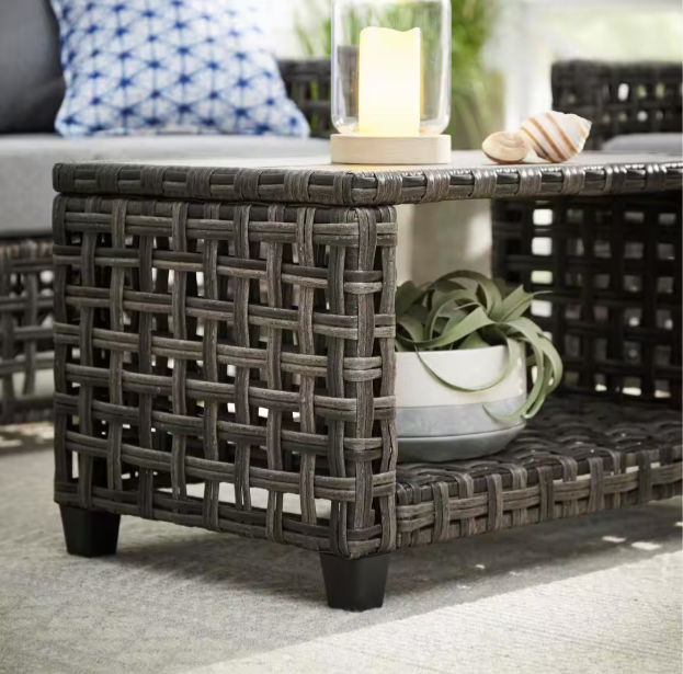 Briar Ridge Rectangular Wicker Outdoor Patio Coffee Table Hampton Bay