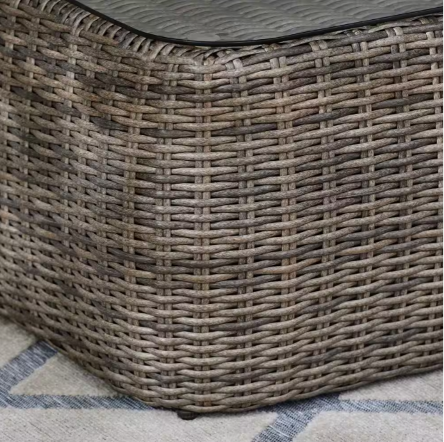 Kings Ridge Reinforced Aluminum Outdoor Coffee Table with Glass Top