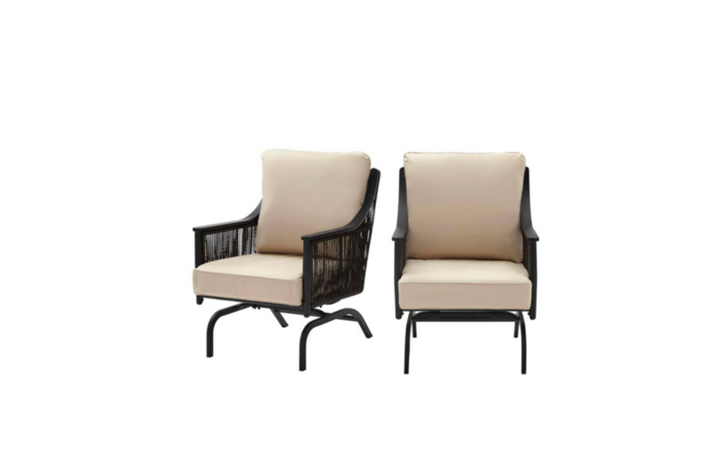 Bayhurst 4-Piece Black Wicker Outdoor Patio Conversation Seating Set Hampton Bay