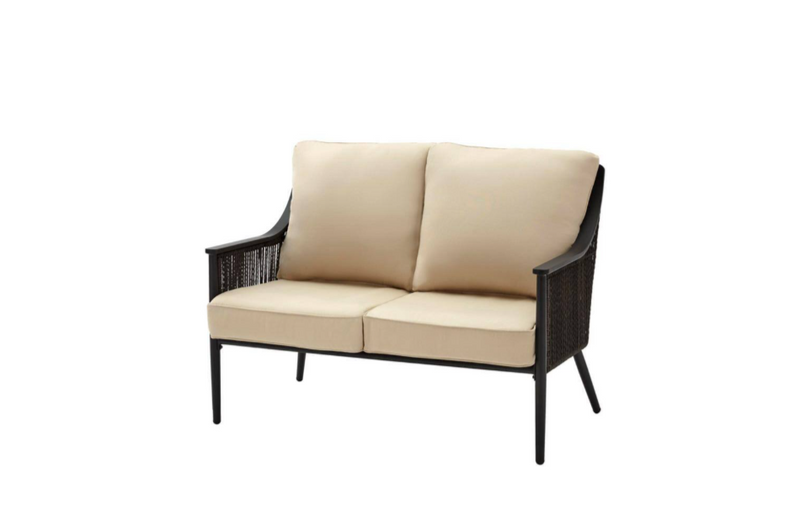 Bayhurst 4-Piece Black Wicker Outdoor Patio Conversation Seating Set Hampton Bay