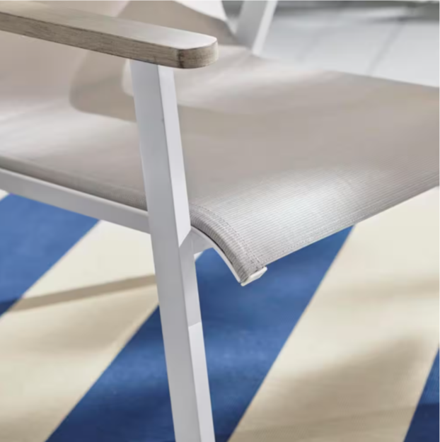 Beach Haven Shell White 4-Piece Sling Outdoor Patio Conversation Seating Set Hampton Bay