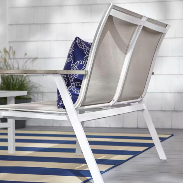 Beach Haven Shell White 4-Piece Sling Outdoor Patio Conversation Seating Set Hampton Bay