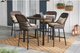 Beacon Park 5-Piece Brown Wicker Outdoor Patio High Dining Set Hampton Bay