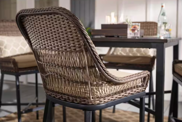 Beacon Park 5-Piece Brown Wicker Outdoor Patio High Dining Set Hampton Bay