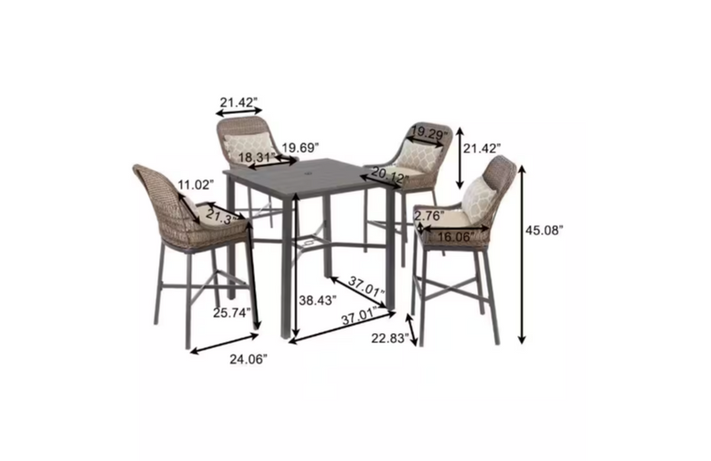 Beacon Park 5-Piece Brown Wicker Outdoor Patio High Dining Set Hampton Bay