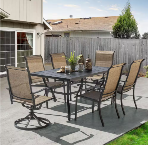 Glenridge Falls 7-Piece Metal Rectangle Outdoor Dining Set-Chairs NO table