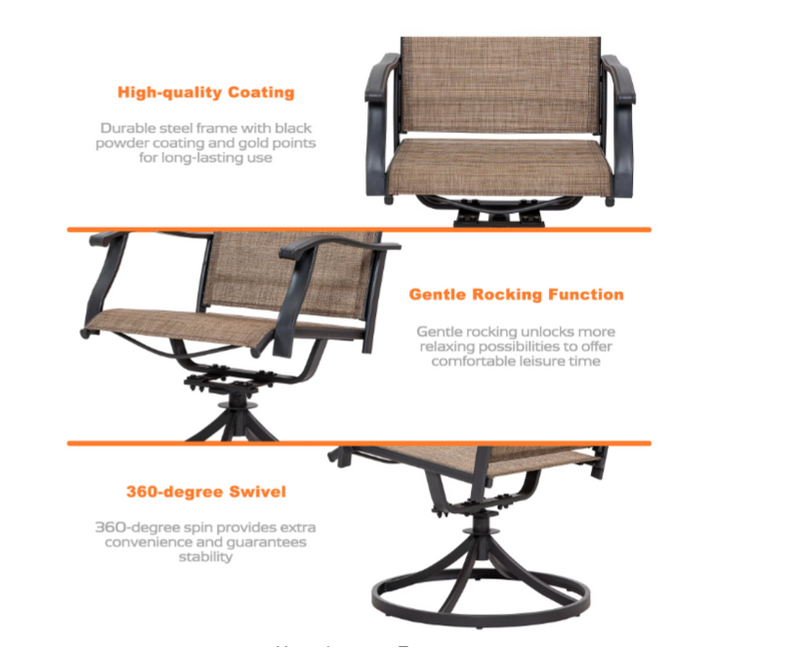 Glenridge Falls 7-Piece Metal Rectangle Outdoor Dining Set-Chairs NO table