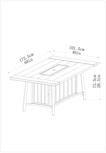 Wenmare 68 in. W 40000 Btu Brown Steel Propane Outdoor Fire Pit Table with Fire Glass