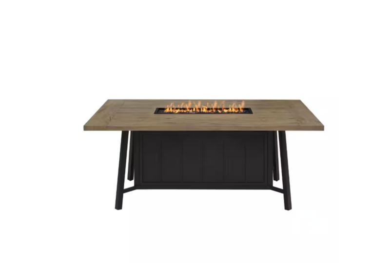 Wenmare 68 in. W 40000 Btu Brown Steel Propane Outdoor Fire Pit Table with Fire Glass