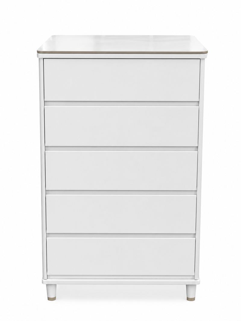 Modern White 5-Drawer Chest