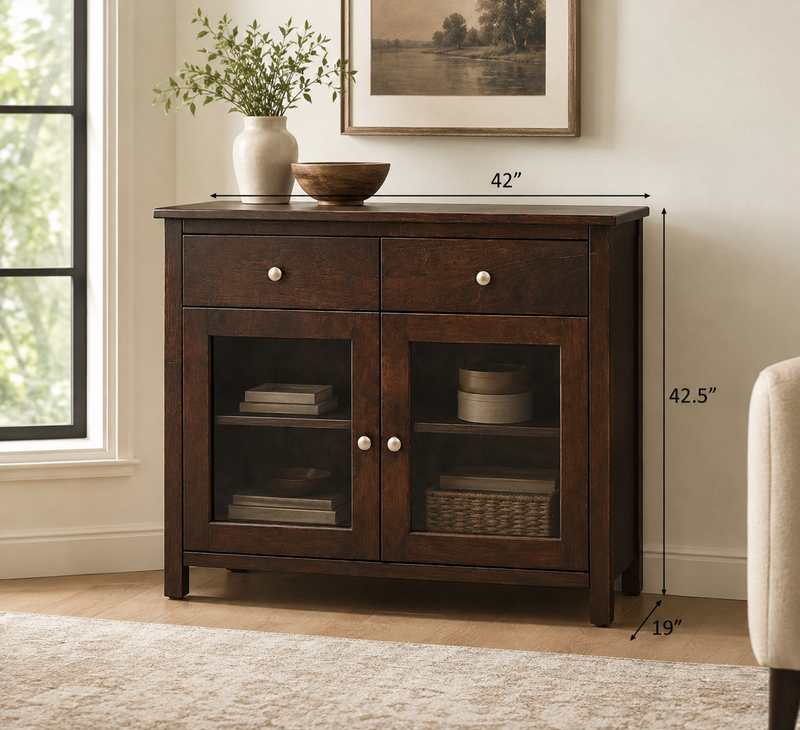 Dark Brown Glass Door Cabinet Canadel
