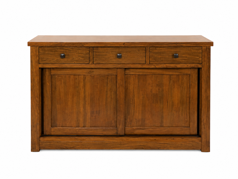 Solid Wood Sideboard with Sliding Doors