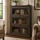 Glass Door Display Cabinet – Dark Wood Finish