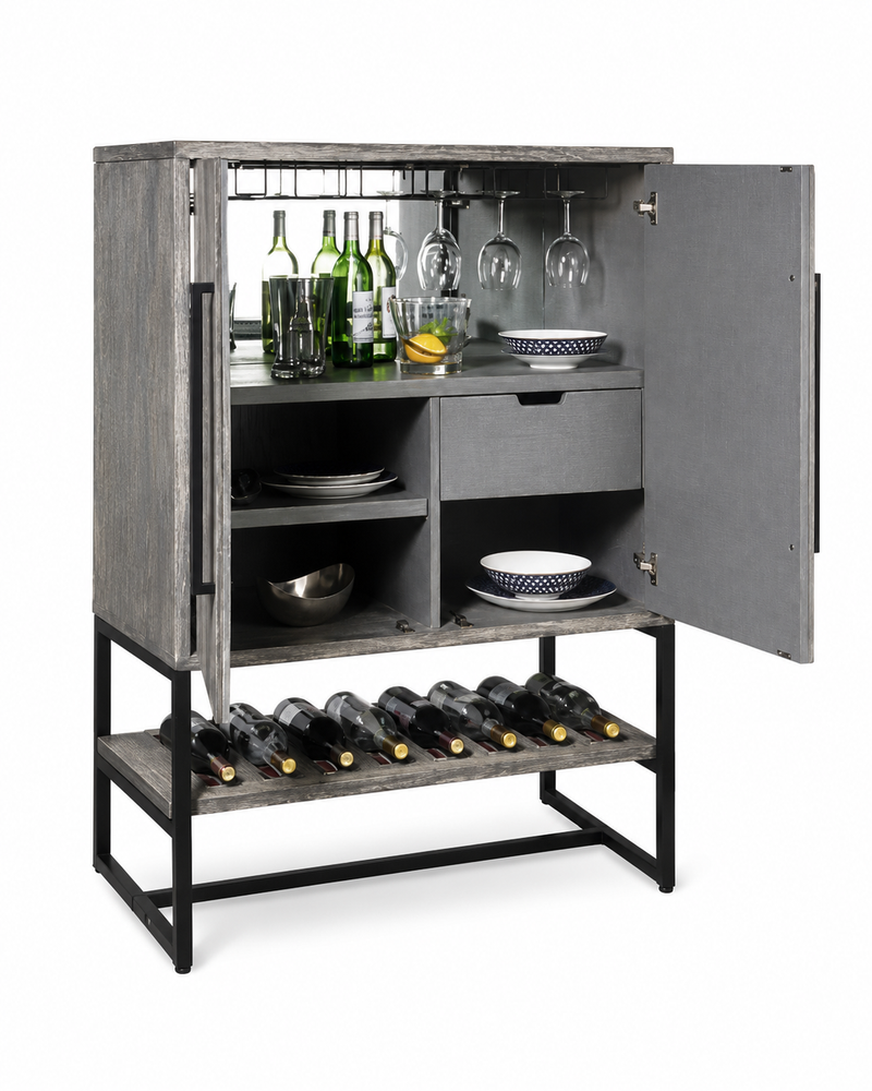 Weathered Grey Wine & Bar Cabinet Howard Miller