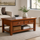 Solid Wood Coffee Table with Storage Drawers