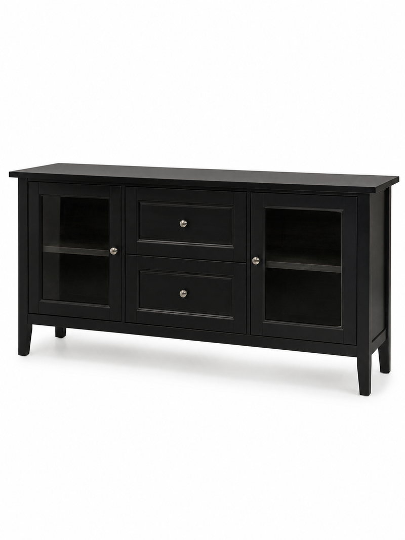 Black Glass Door Sideboard & Storage Cabinet