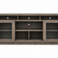 Rustic Wood Media Console with Glass Sliding Doors