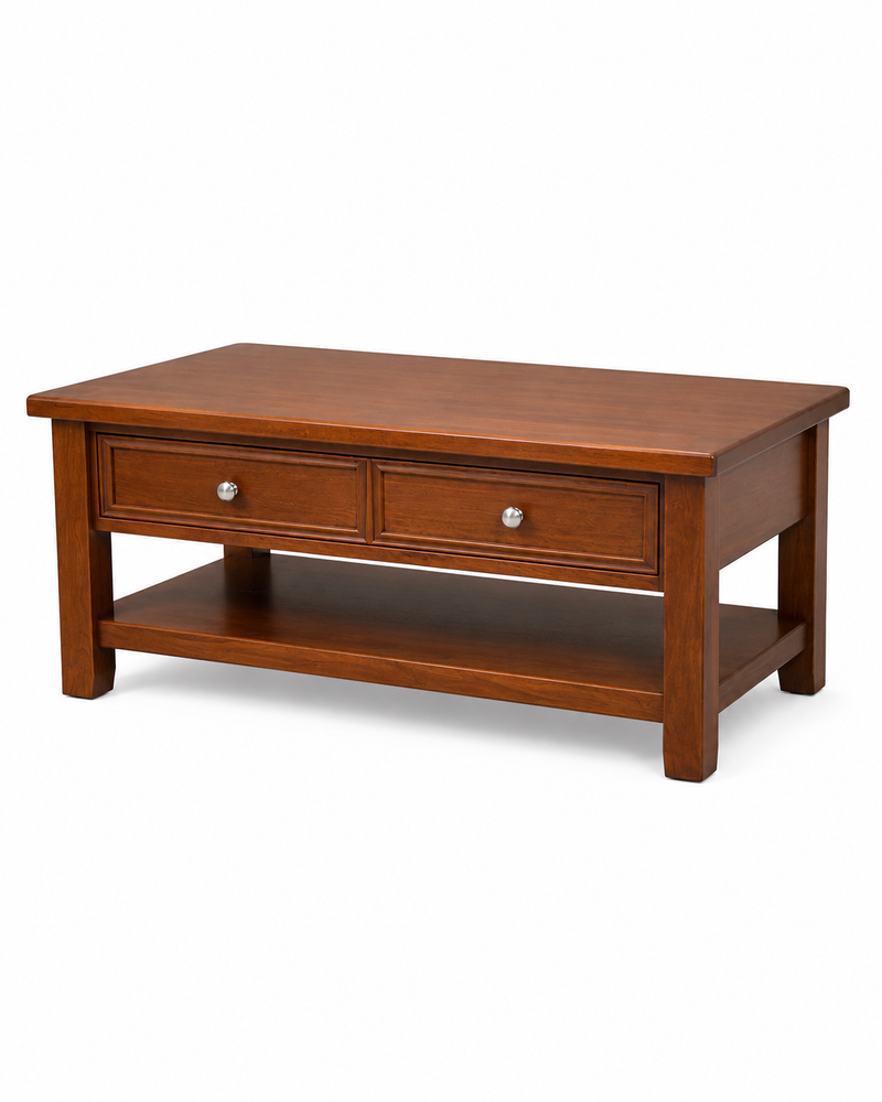 Solid Wood Coffee Table with Storage Drawers