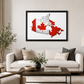 Framed Canada Map Wall Art – Red & White Maple Leaf Design