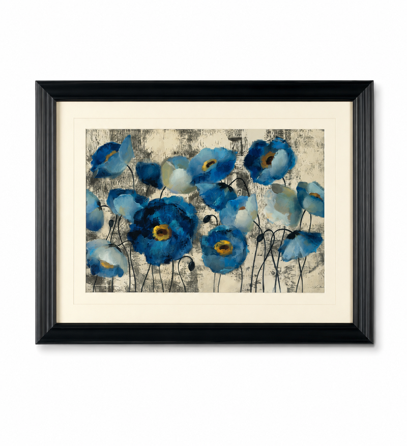 Blue Poppy Floral Framed Wall Art