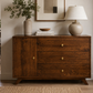 Oak Wood 3-Drawer Sideboard with Cabinet Handstone