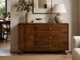 Oak Wood 3-Drawer Sideboard with Cabinet Handstone