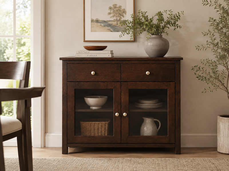 Dark Brown Glass Door Cabinet Canadel