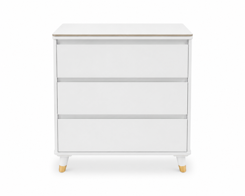 Modern 3-Drawer Nightstand with Marble Top