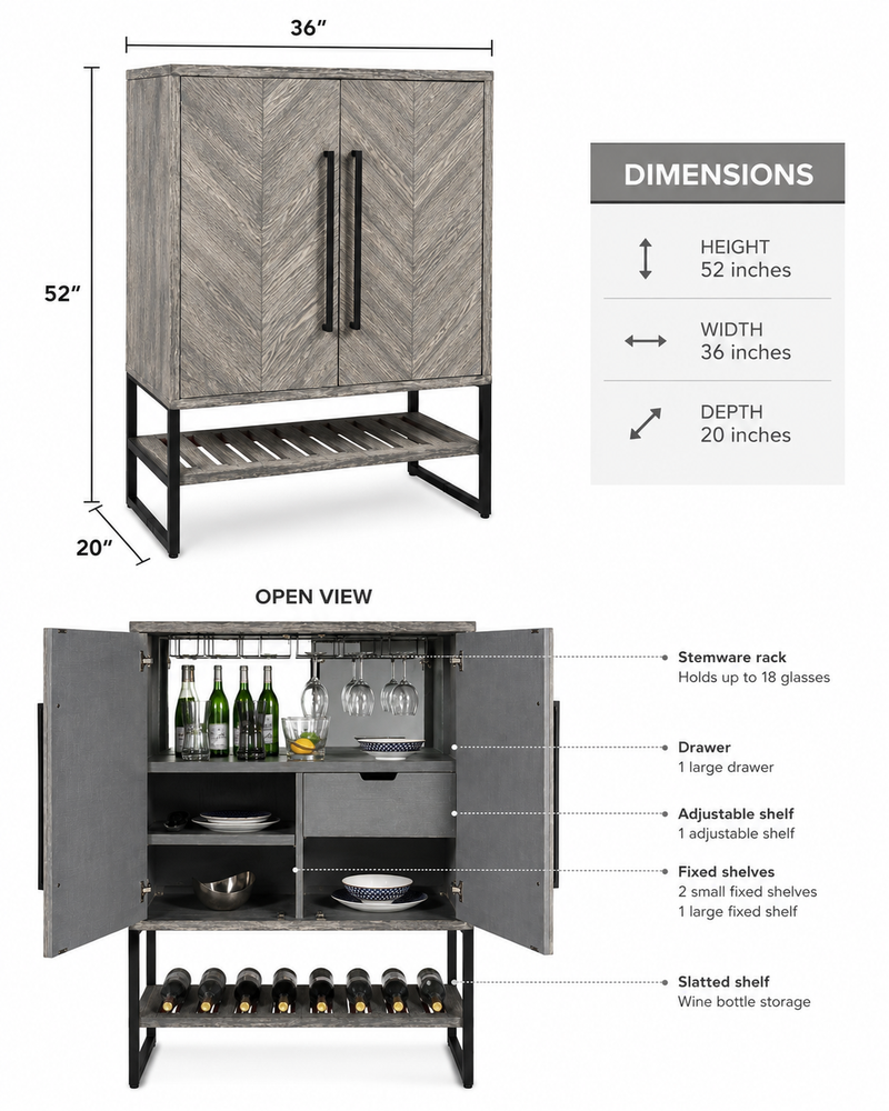 Weathered Grey Wine & Bar Cabinet Howard Miller