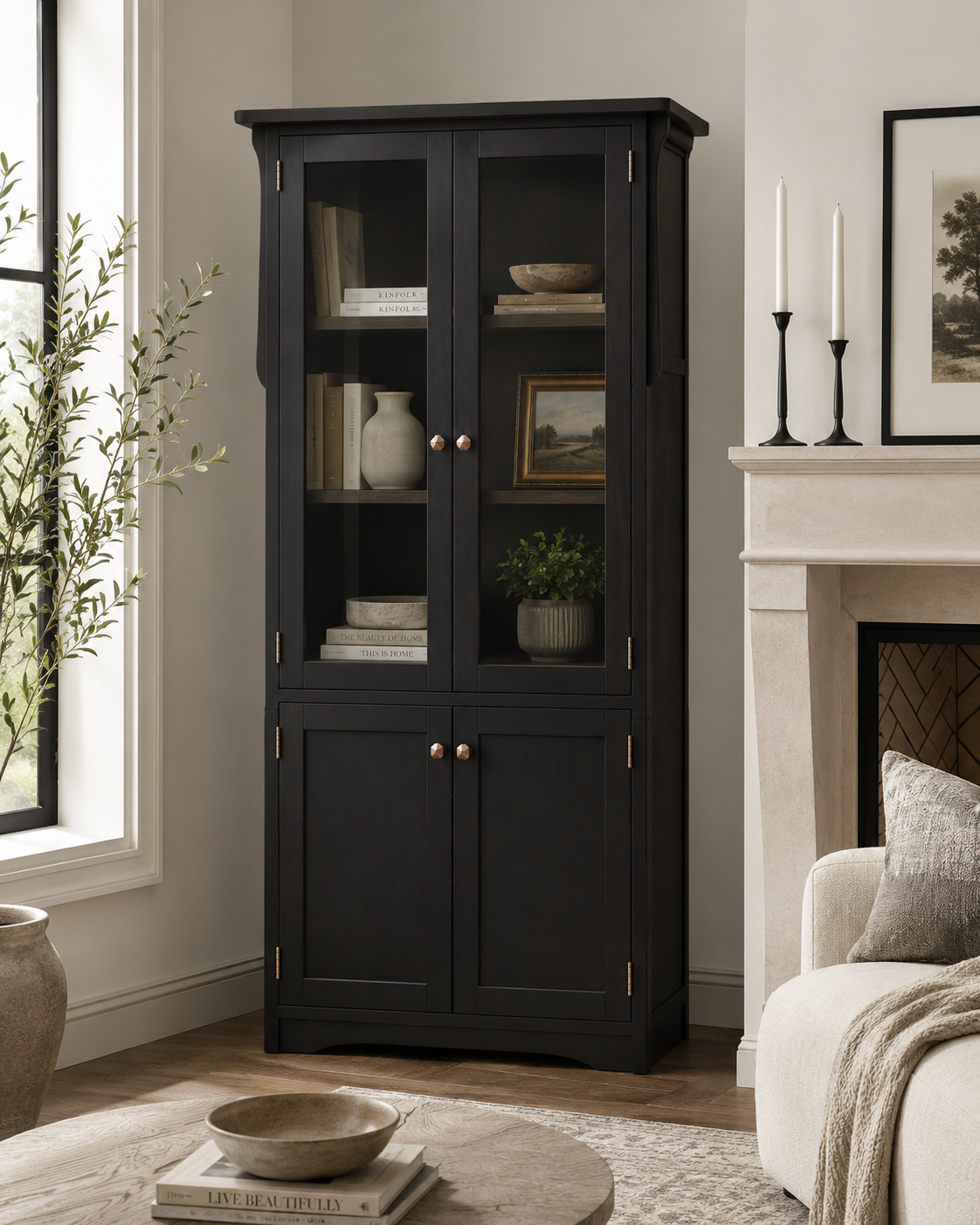 Tribeca 2-Door Glass Display Cabinet with Lower Storage