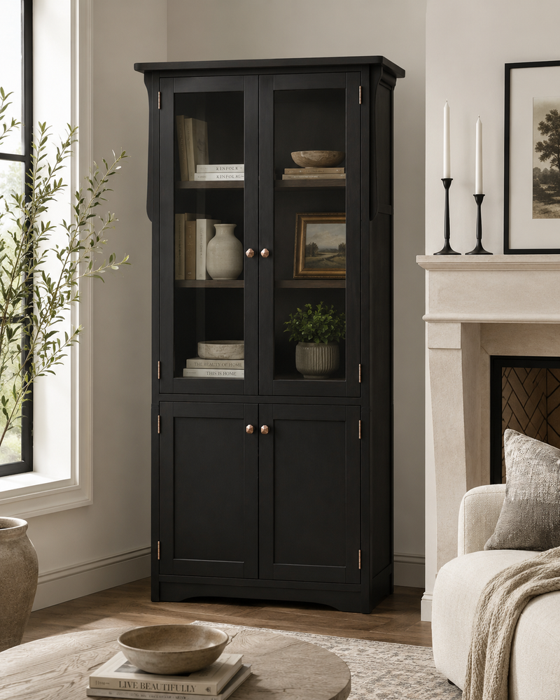 Tribeca 2-Door Glass Display Cabinet with Lower Storage