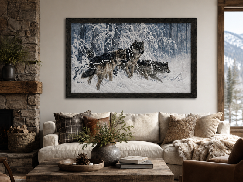 Winter Wolf Pack Framed Wall Art