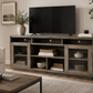 Rustic Wood Media Console with Glass Sliding Doors