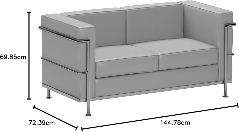 Flash Furniture Hercules Regal Series Contemporary White Leather Love Seat with Encasing Frame