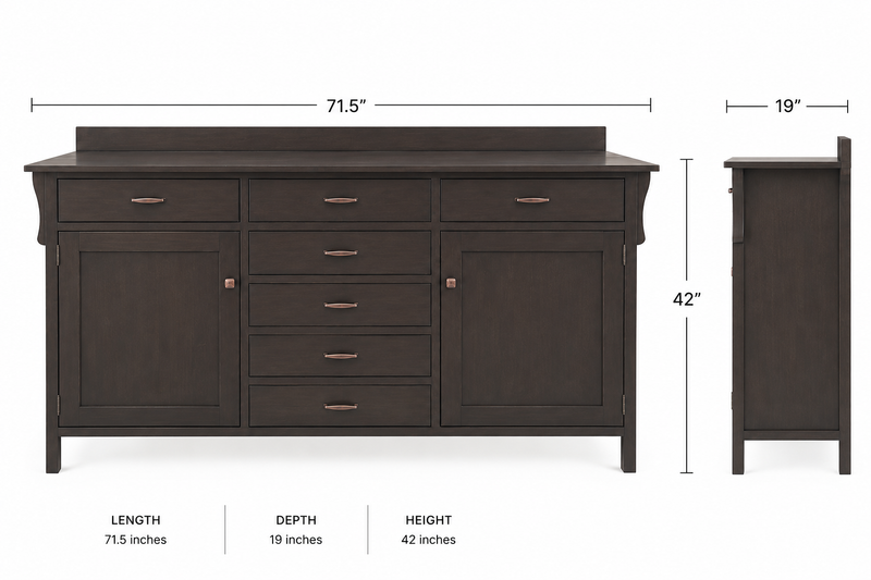 Handstone Solid Wood Sideboard Buffet Cabinet
