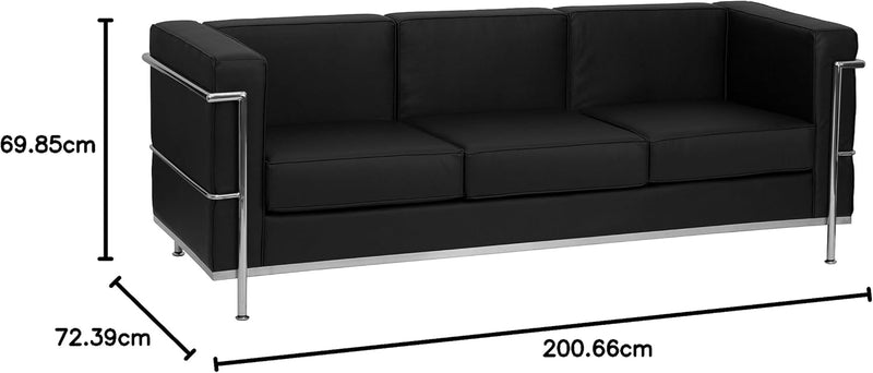 Flash Furniture Hercules Regal Series Contemporary Black Leather Sofa with Encasing Frame