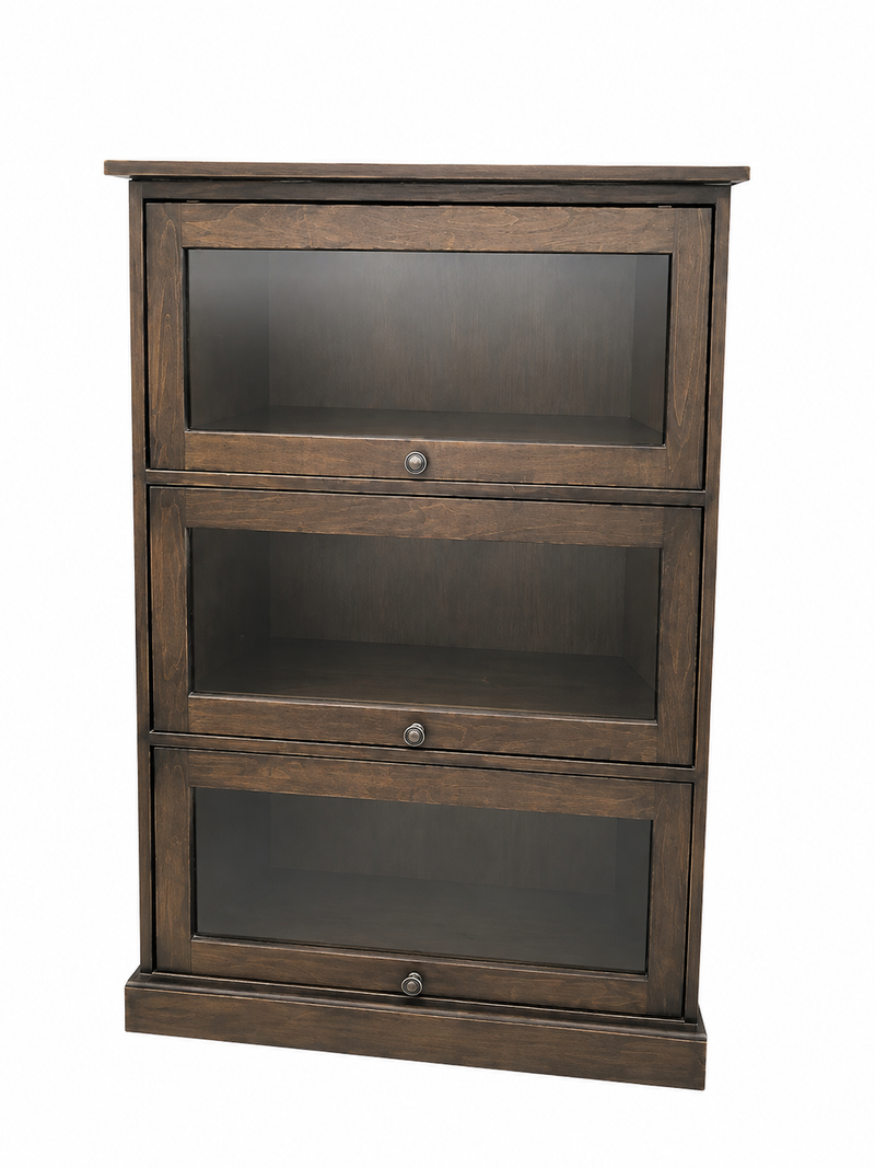 Glass Door Display Cabinet – Dark Wood Finish