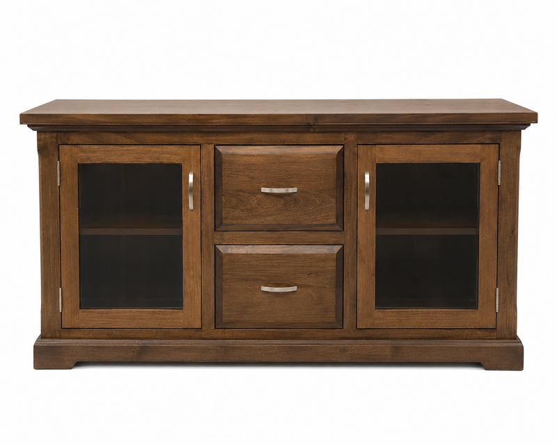 Solid Wood Sideboard with Glass Doors