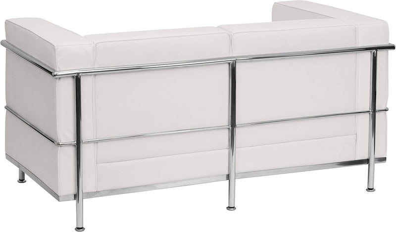 Flash Furniture Hercules Regal Series Contemporary White Leather Love Seat with Encasing Frame
