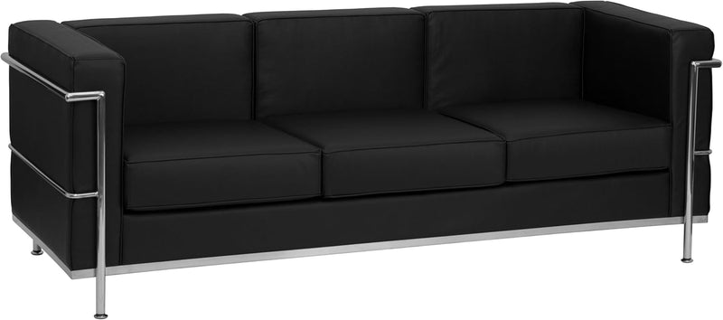 Flash Furniture Hercules Regal Series Contemporary Black Leather Sofa with Encasing Frame