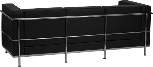 Flash Furniture Hercules Regal Series Contemporary Black Leather Sofa with Encasing Frame
