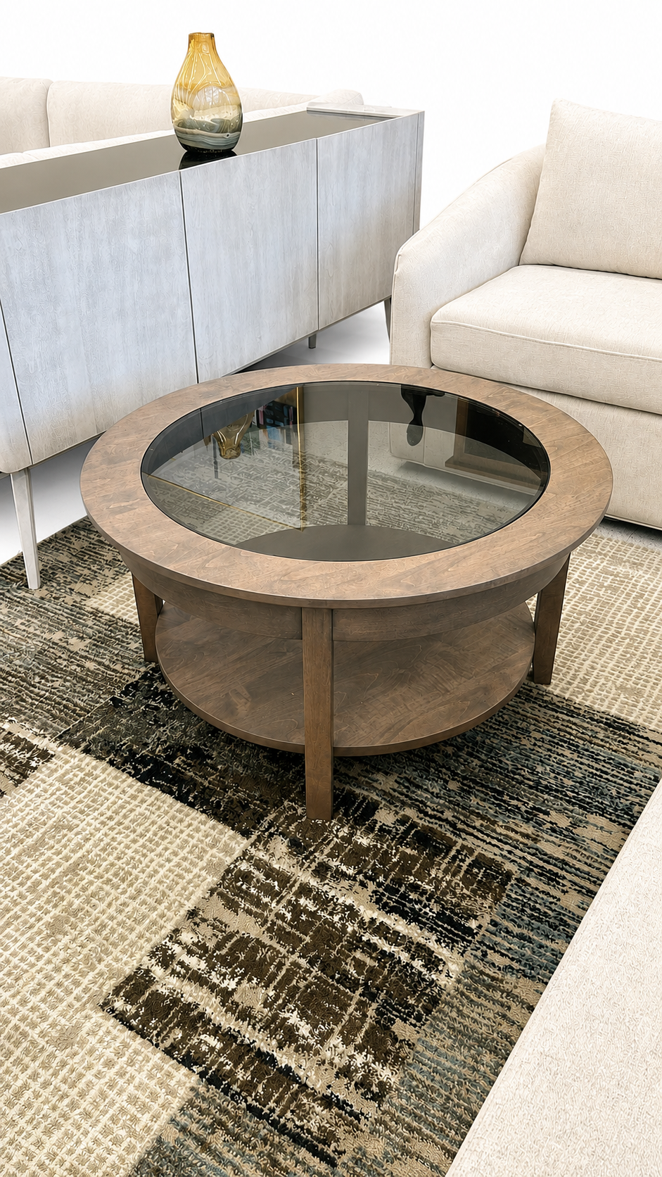 Aurora Round Glass Coffee Table Handstone