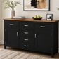 Solid Oak Buffet Cabinet with Solid Maple Handstone