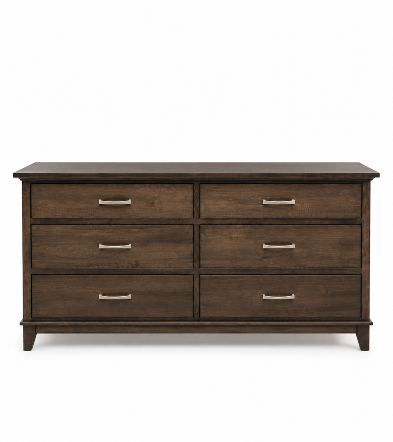 6-Drawer Solid Wood Dresser – Dark Brown Finish