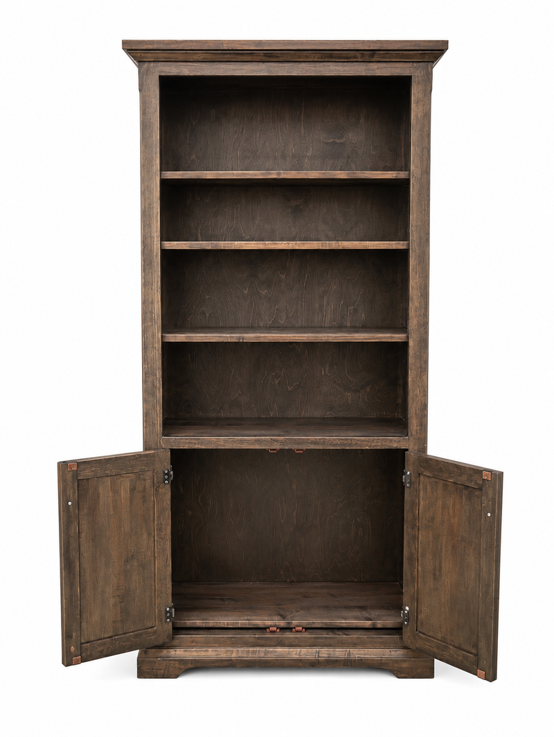 Solid Wood Bookcase with Storage Cabinet Handstone