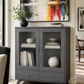 Solid Wood Display Cabinet with Glass Doors Handstone