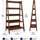 Modern Solid Wood Ladder Bookshelf – Walnut Finish
