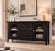 Black Glass Door Sideboard & Storage Cabinet