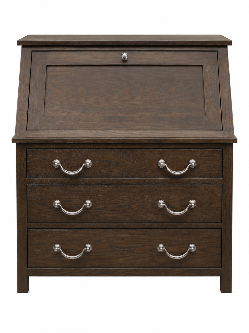 Dark Wood Secretary Desk with Drawers